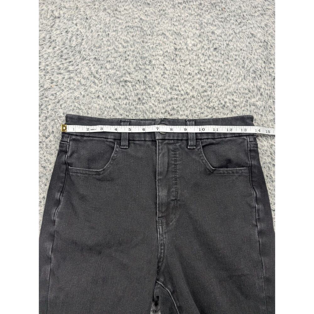 American Eagle Jeans Women 4 Black Distressed Denim Curvy Super Hi Rise Jegging - Picture 7 of 11